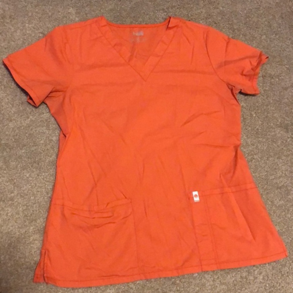Code happy Orange scrub top